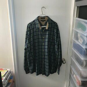Men's Tommy Hilfiger Plaid Blue/Green Button-Down Shirt - Size XL